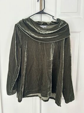 Habitat Olive Velvet Cowl Neck Sweater